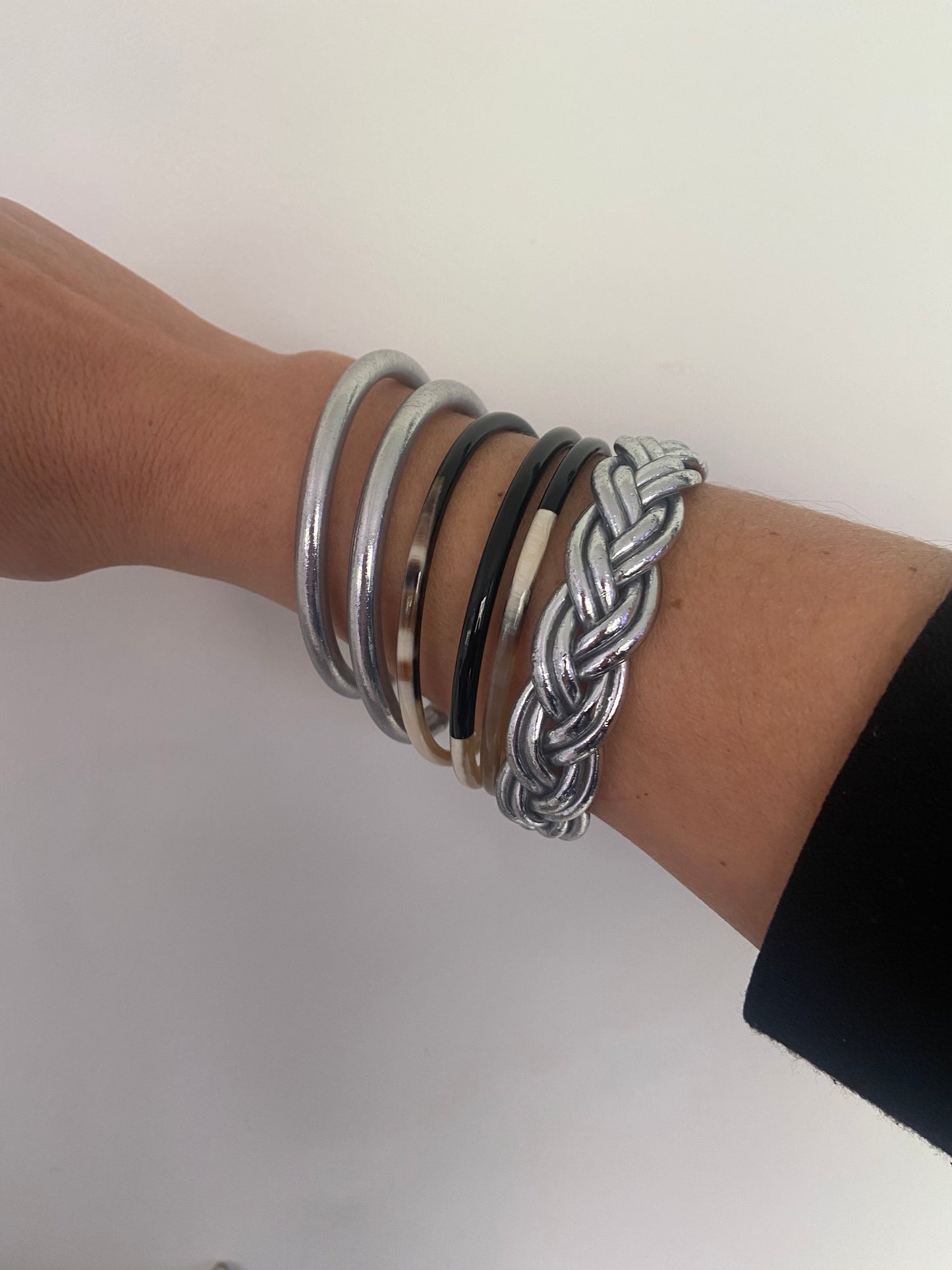 Jonc Bouddhiste Silver Double tressé ( M )