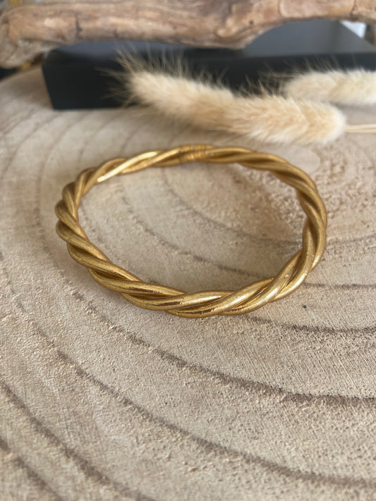 Jonc Bouddhiste Torsadé Light Gold ( Taille L )