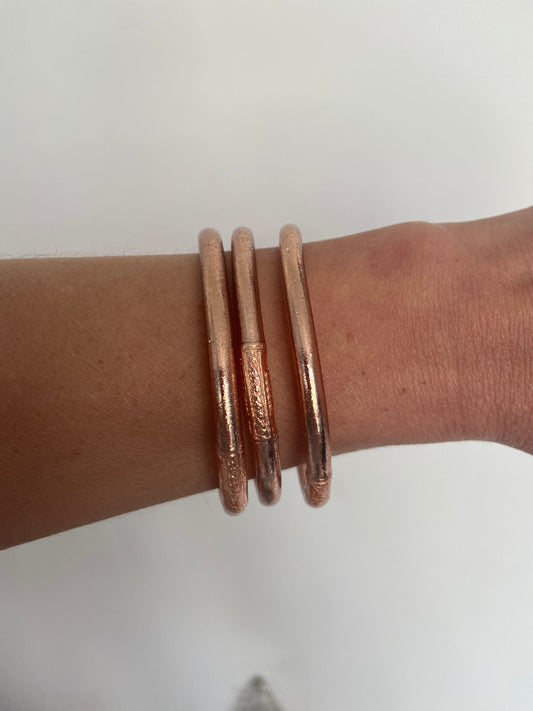 Jonc Bouddhiste Champagne or rose épais MANTRA ( taille M)