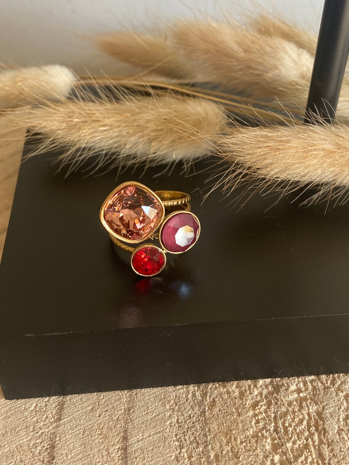 Bague trilogie rose / rouge