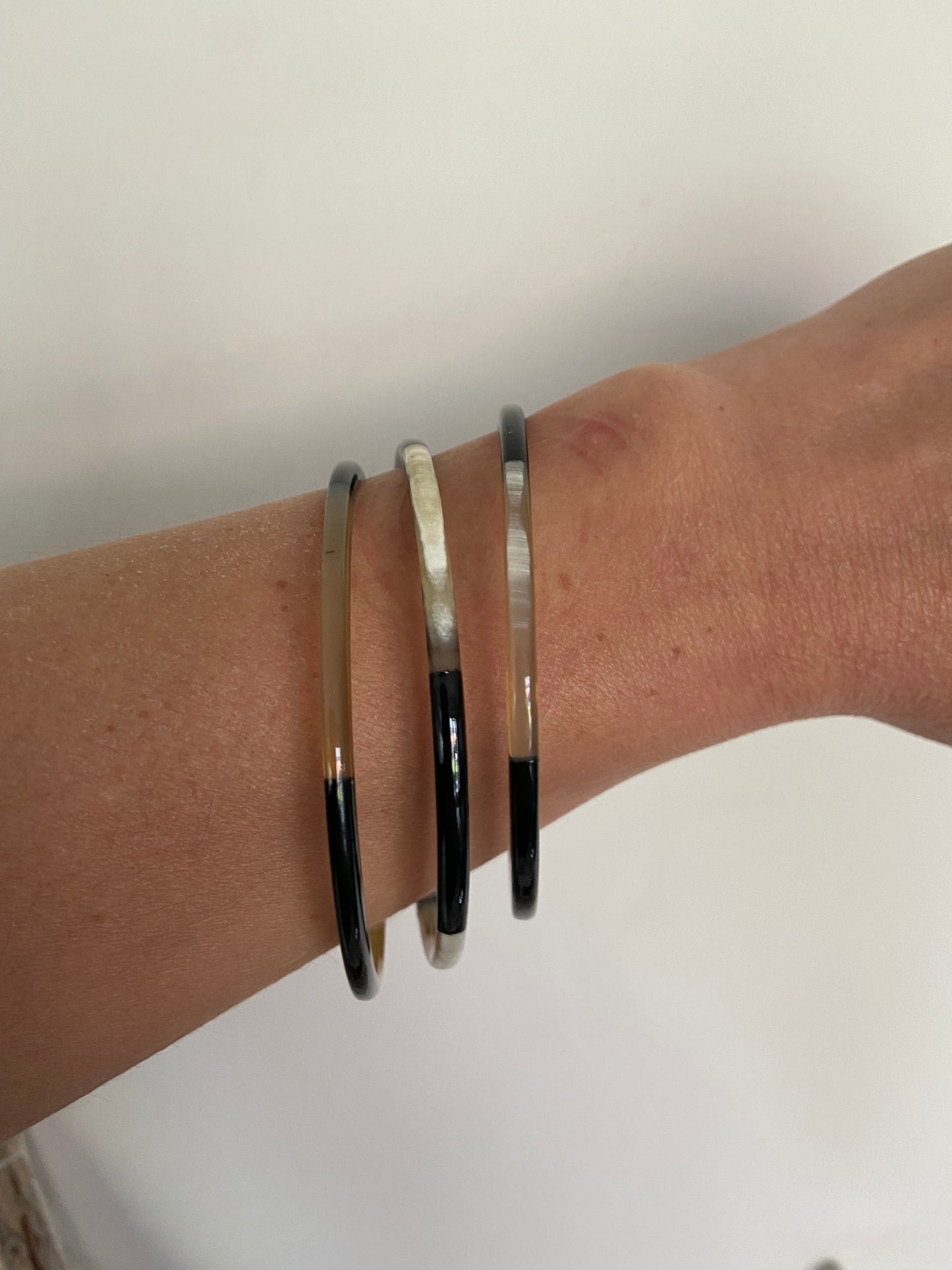 Bracelet Jonc Corne trio Black 3 mm (taille L)