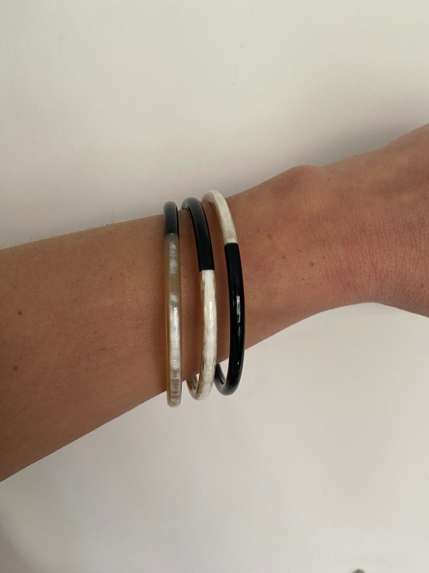 Bracelet Jonc Corne duo Black 5 mm (taille L)