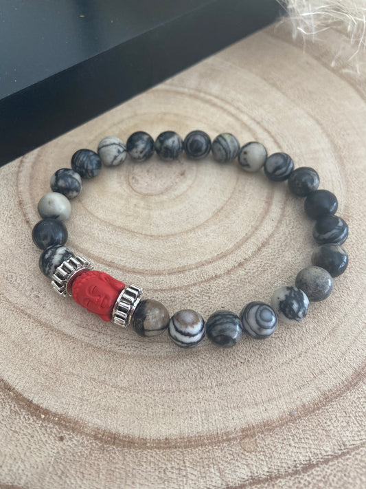 Bracelet Philae pour homme Jaspe Bouddha rouge