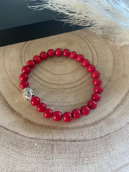 Bracelet Philae pour homme Buddha et pierre rouge