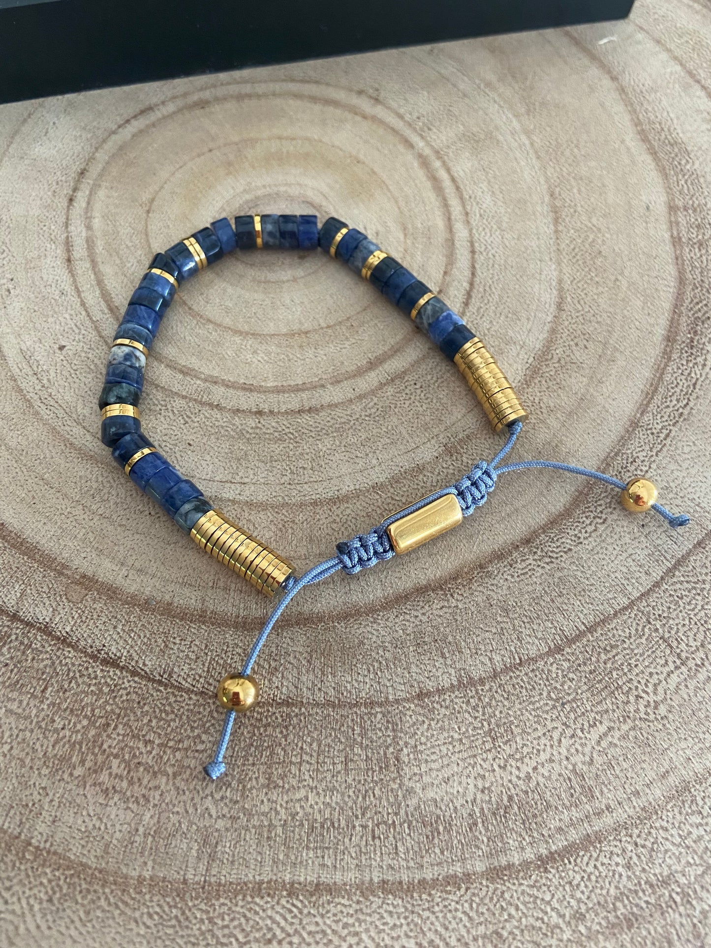 Bracelet ajustable pour homme Quartz bleu