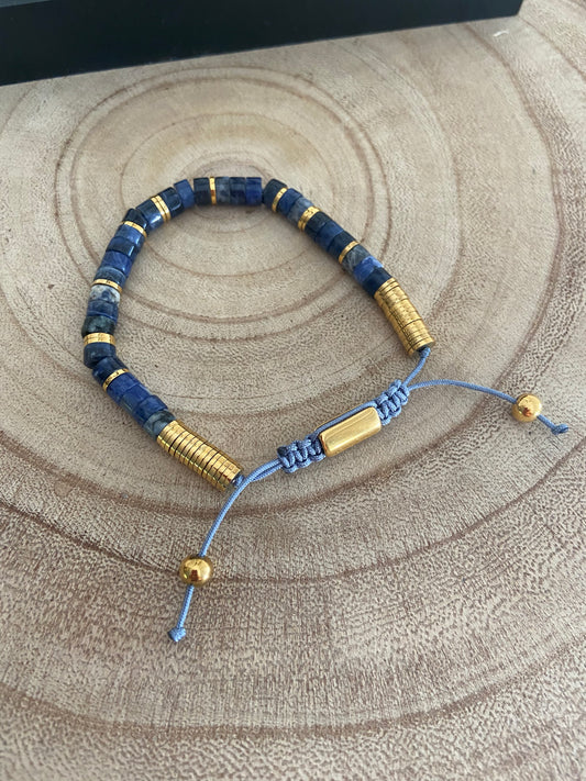 Bracelet ajustable pour homme Quartz bleu