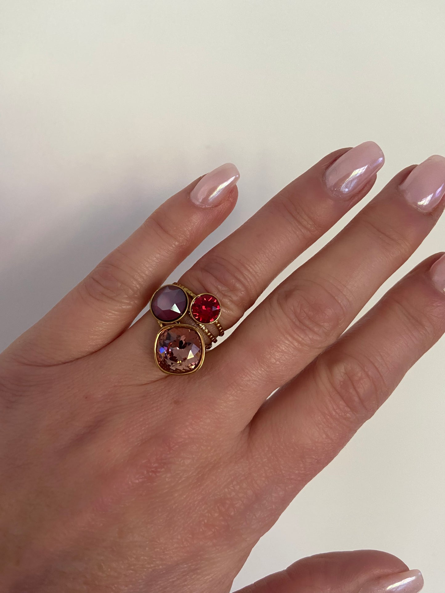 Bague trilogie rose / rouge