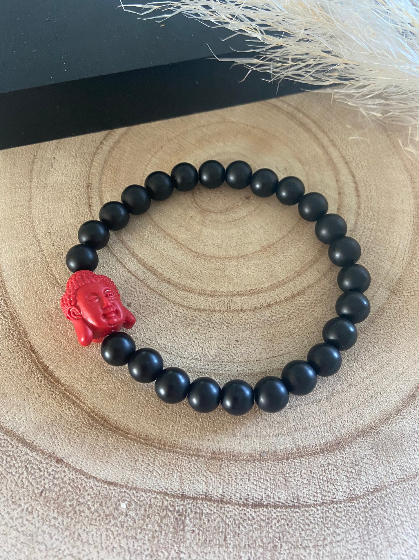 Bracelet Philae pour homme Onyx et Buddha rouge