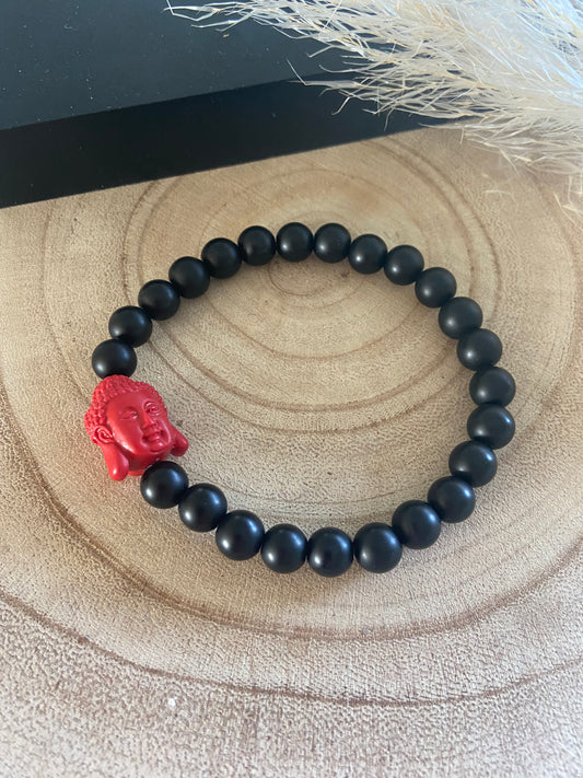 Bracelet Philae pour homme Onyx et Buddha rouge