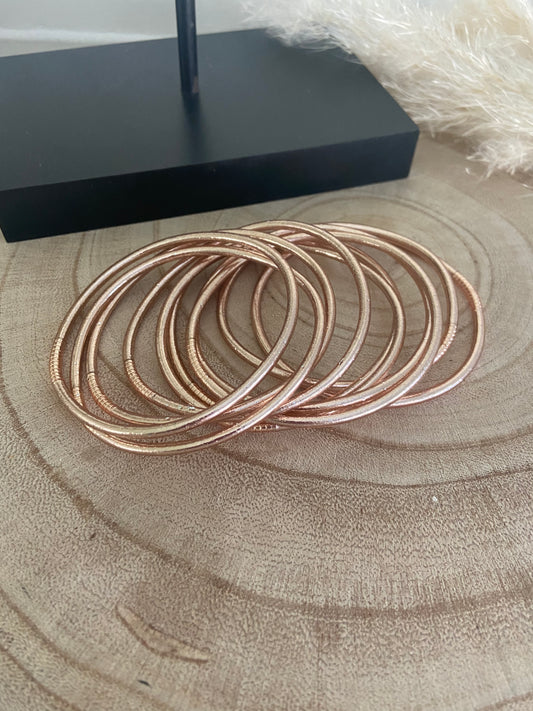 Jonc Bouddhiste Champagne or rose fin (taille L)