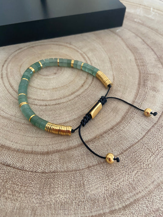 Bracelet ajustable pour homme Aventurine verte