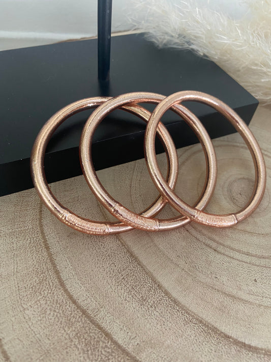 Jonc Bouddhiste Champagne or rose épais MANTRA (taille S)