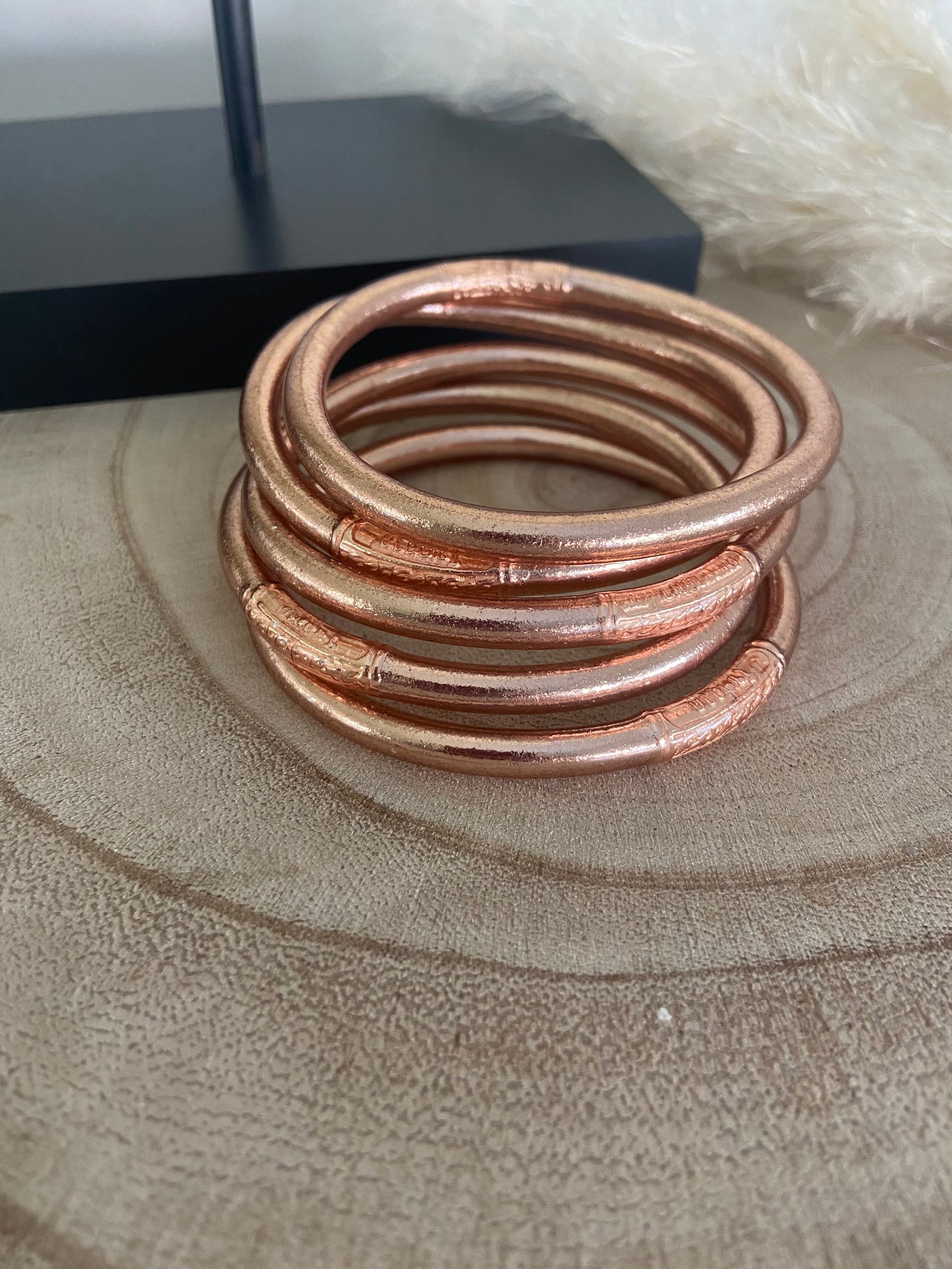 Jonc Bouddhiste Champagne or rose épais MANTRA(taille L)