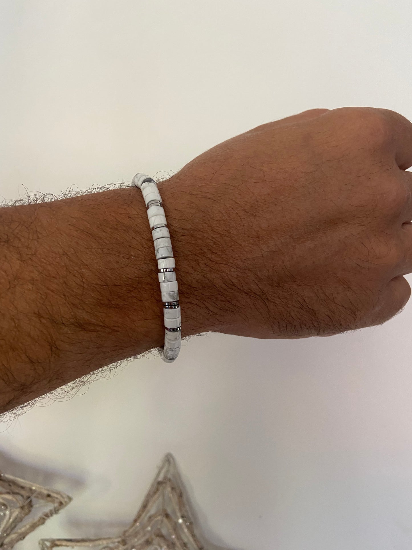 Bracelet ajustable pour homme turquoise blanche