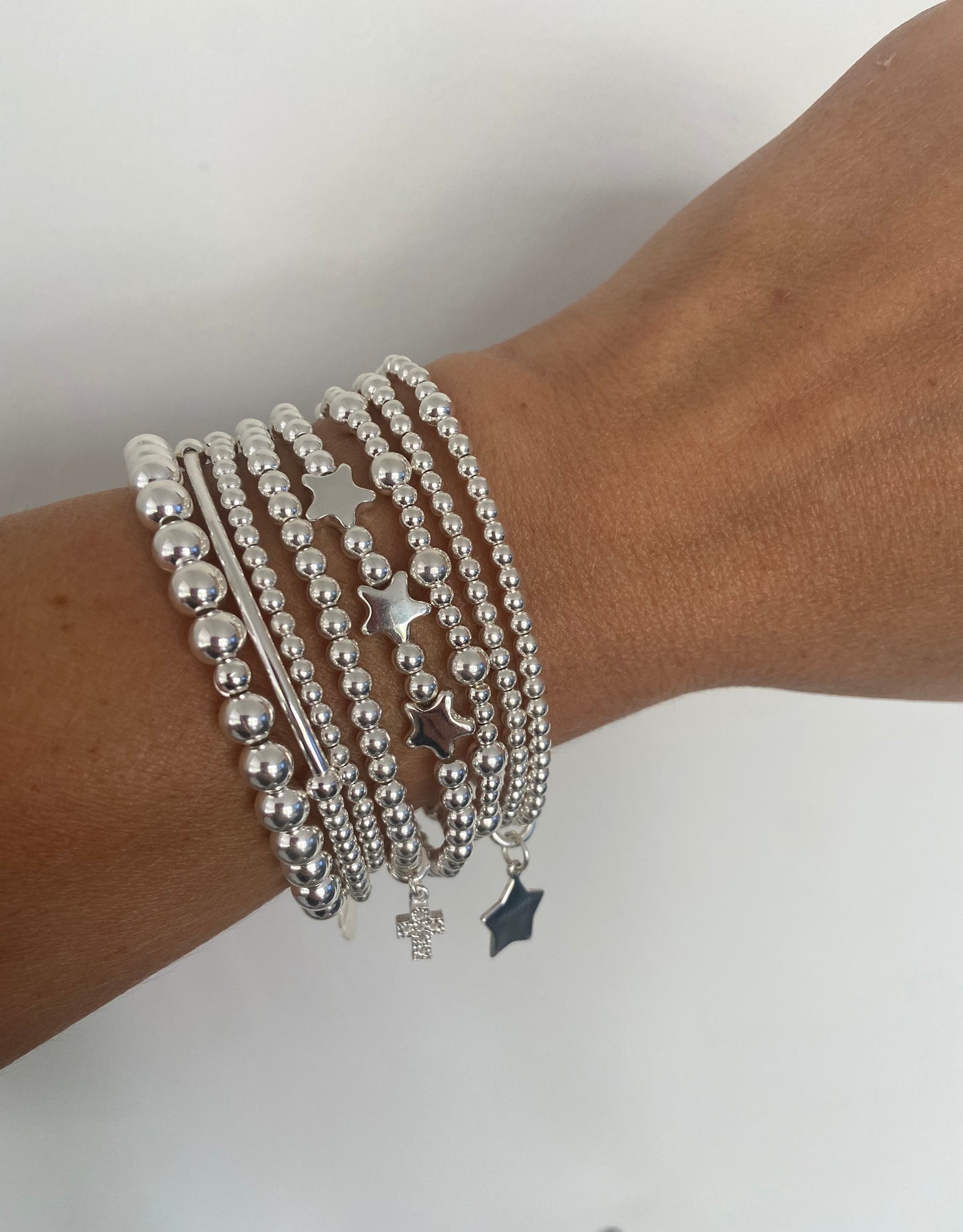 Bracelet argent perles 3 et 5 mm