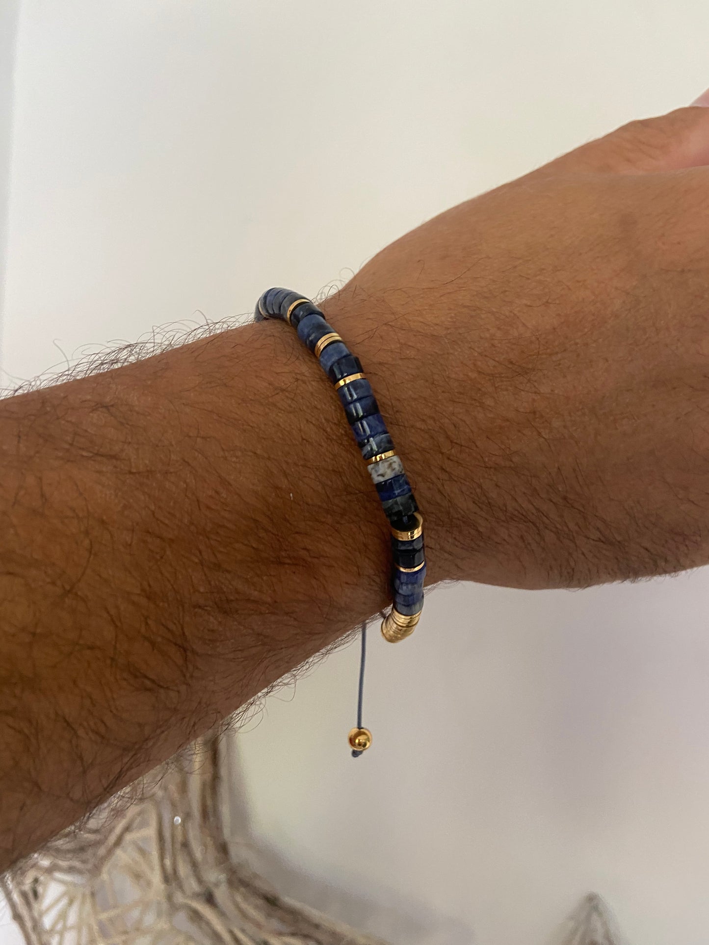 Bracelet ajustable pour homme Quartz bleu