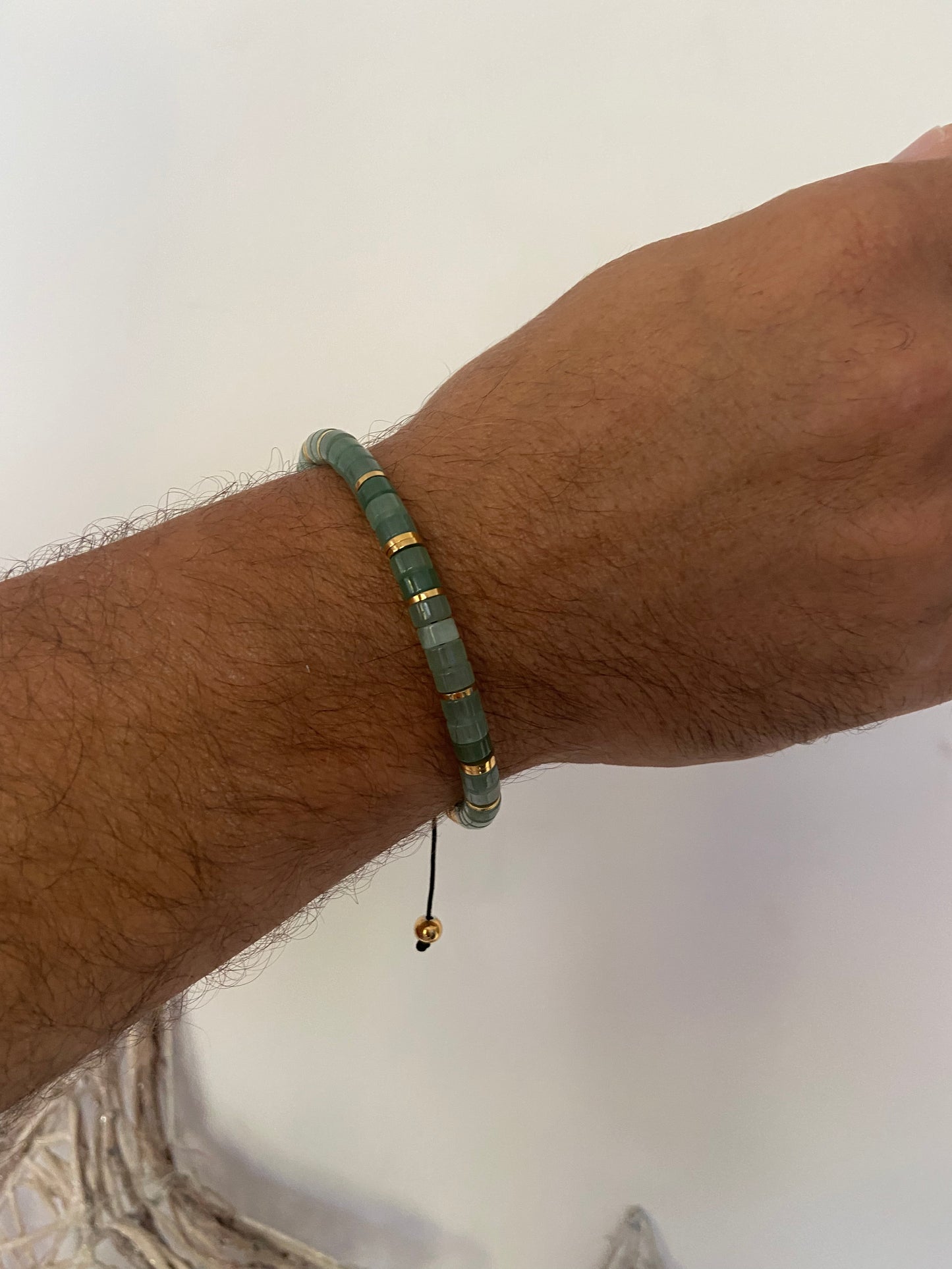 Bracelet ajustable pour homme Aventurine verte